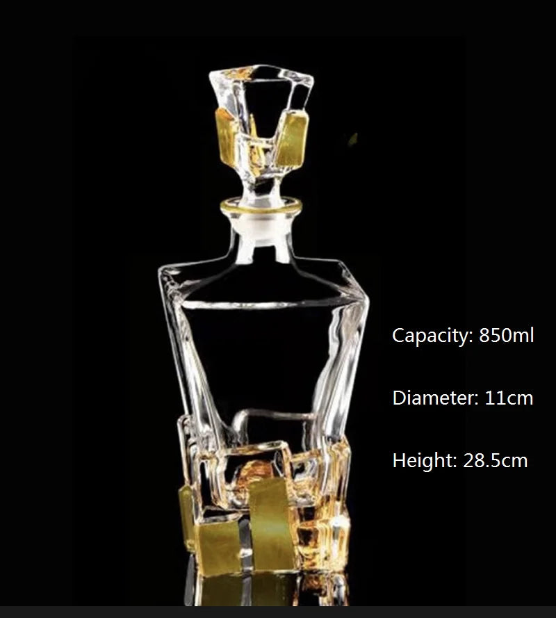 Crystal Glass Red Wine Decanter Foreign Wine jug Drawing Gold line Whisky Bottle liquor Dispenser wine jug