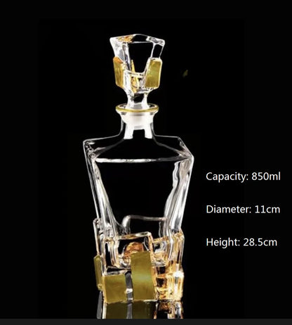 Crystal Glass Red Wine Decanter Foreign Wine jug Drawing Gold line Whisky Bottle liquor Dispenser wine jug