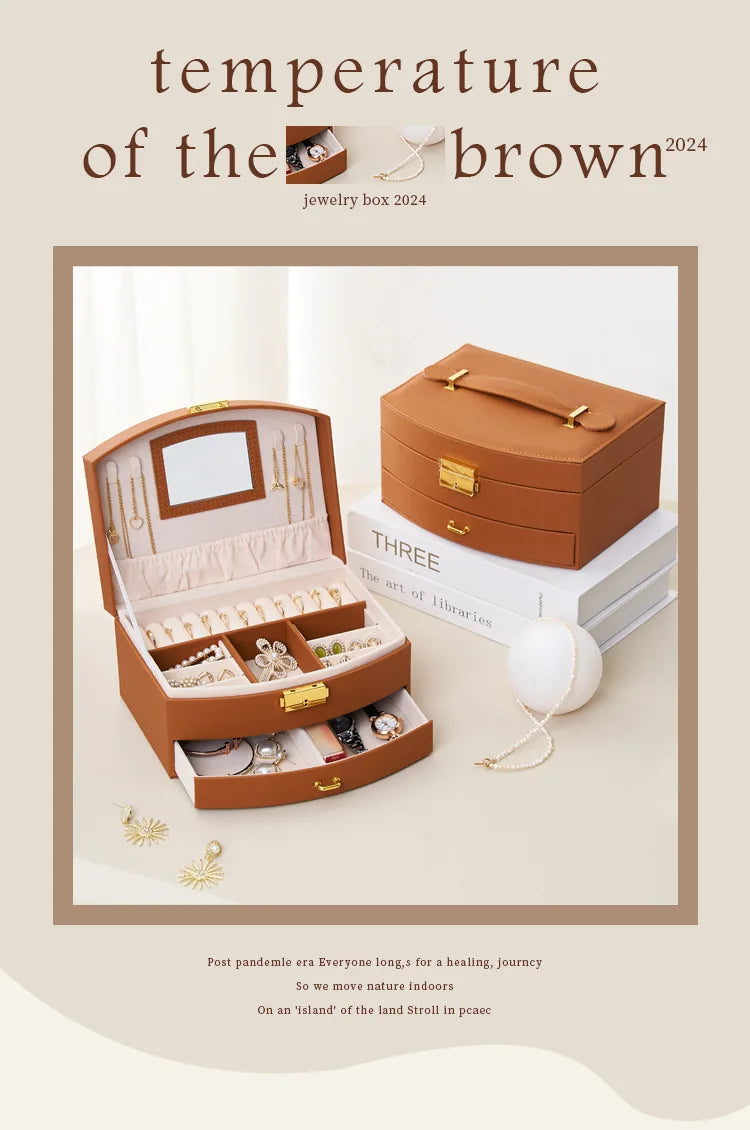 PU Leather Handheld multi-layer drawer luxury jewelry box