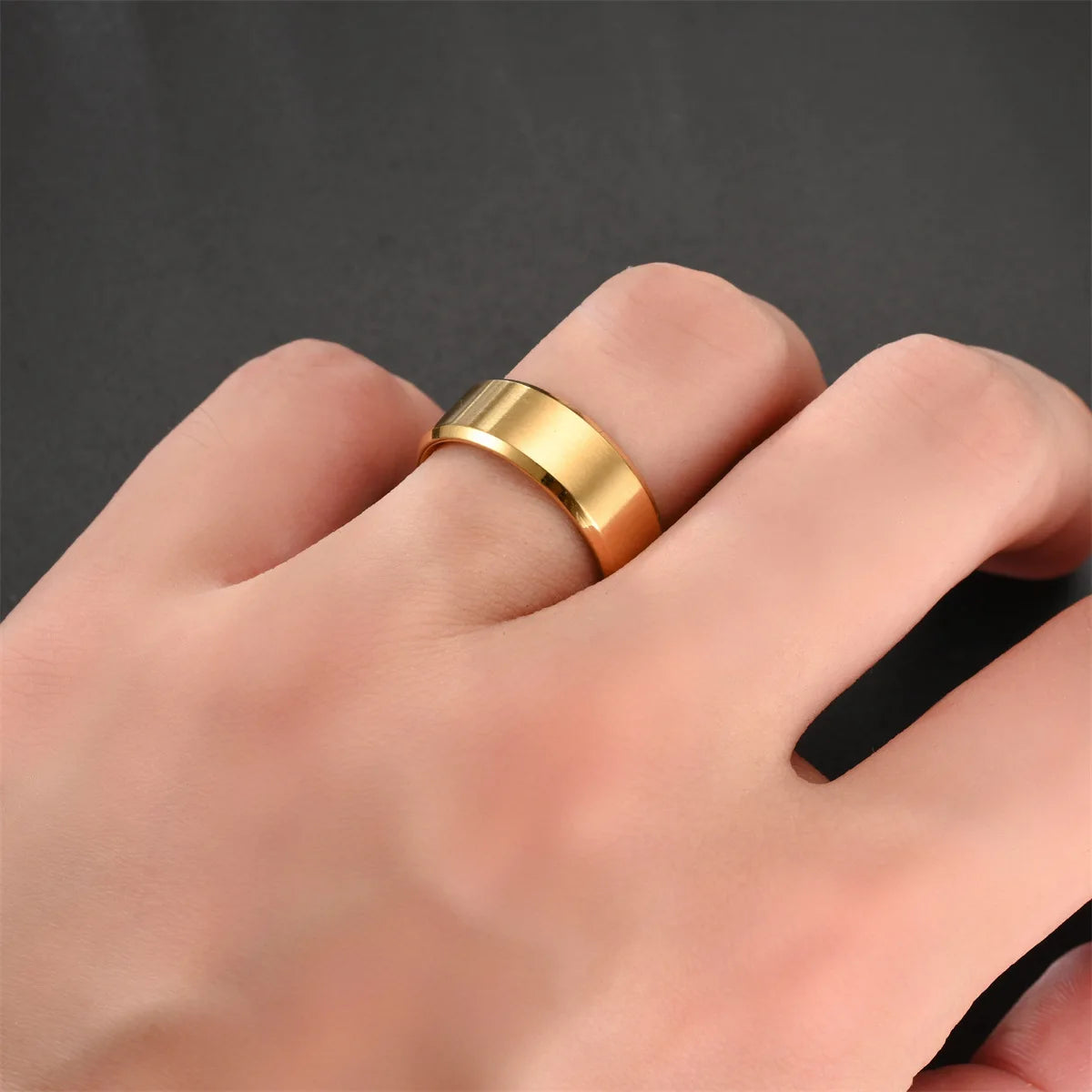 6 Colors Classic 8mm Brushed Stainless Steel Ring