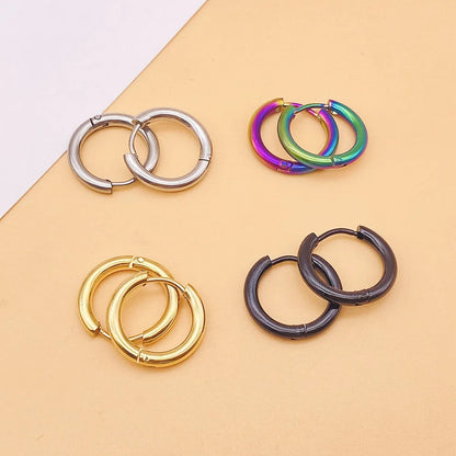 8-16MM Simple Stainless Steel Small Hoop Earrings In Gold & Silver Colour