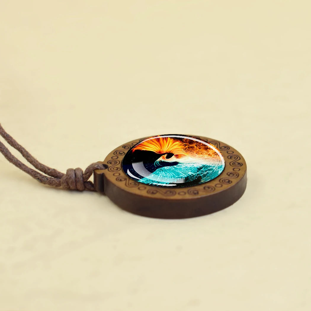 Luminous Glow In The Dark Variants Of Ice & Fire Pendant Necklaceses With Rope Chain