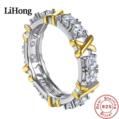 Luxury 925 Sterling Silver Ring Interlaced With Aaa Zircon For Women