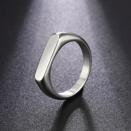 Compact Stainless Steel Signet Ring In Gold & Silver