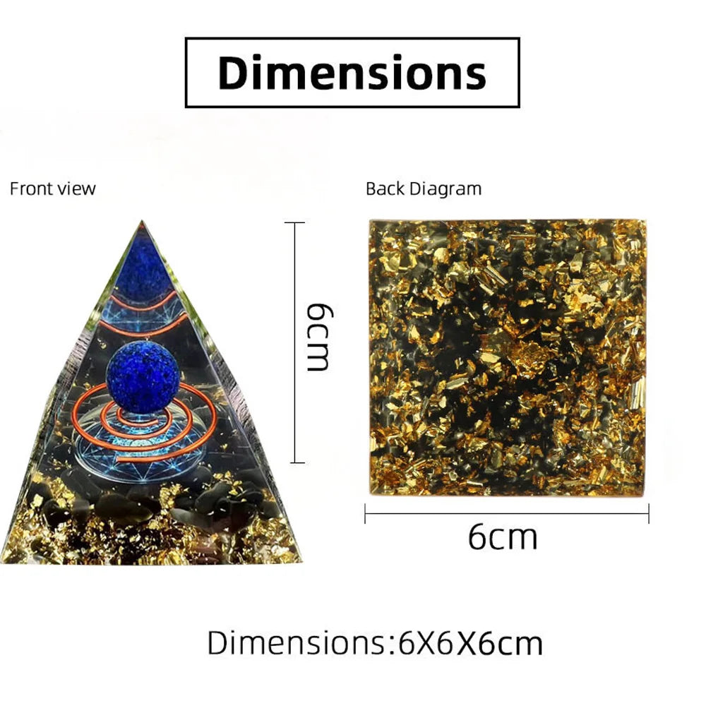 6cm Pyramid Orgonite With Natural Amethyst Ball For Decoration and Healing Chakra.