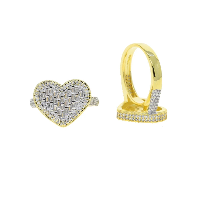 IDOWAITTING Different Variety Iced Out Heart Ring Micro Paved Cubic Zirconia & S925 Silver Rings