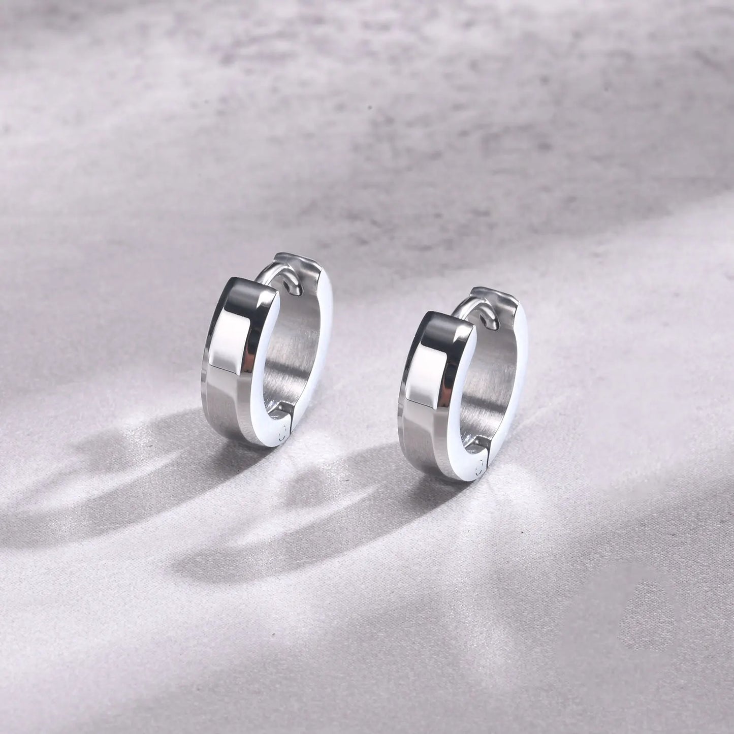 Vnox Small Hoop  Earrings, Polished Surface With Stainless Steel & Slant Edge