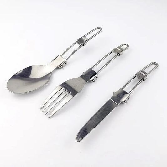 3-Piece Outdoor Camping Tableware Set – Foldable Knife, Fork & Spoon for Camping, Hiking & Travel