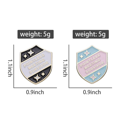 Pointless Meeting Survivor Enamel Pins Custom Cartoon Games Shield Brooches Lapel Badges Jewelry Gift For Kids Friends