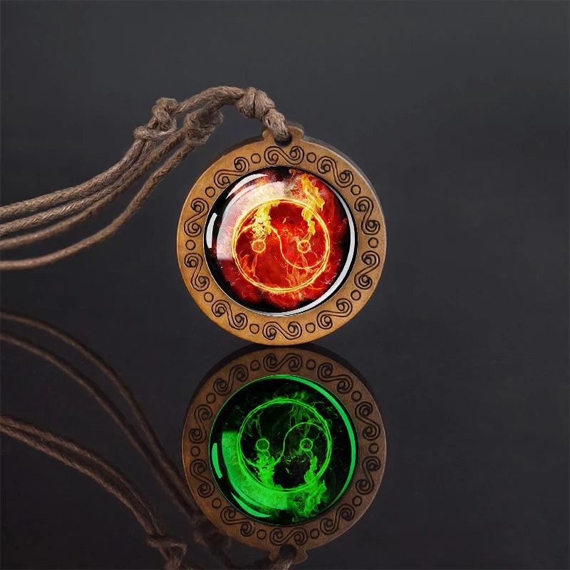 Luminous Glow In The Dark Variants Of Ice & Fire Pendant Necklaceses With Rope Chain