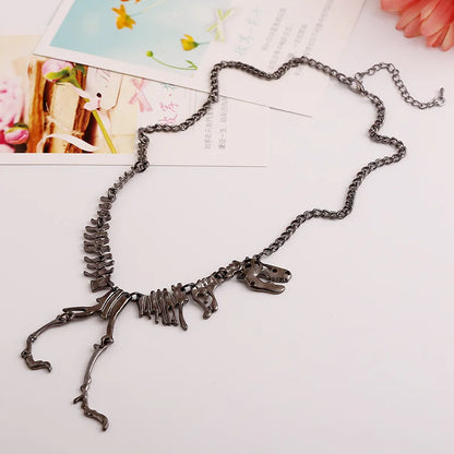 Exaggerated Dinosaur Skeleton Pendant Zinc Alloy Necklaces