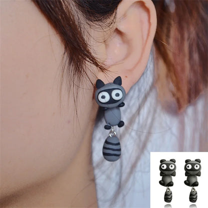 Handmade Different Style Cartoon 3D Polymer Clay Animal Earrings