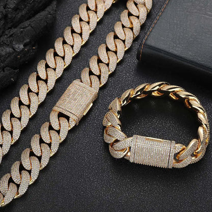 Cuban 8-20 Inch 4 Rows Iced Out Link Necklace for Men