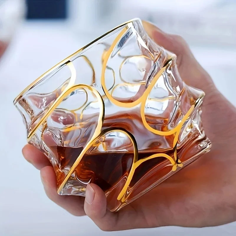 Golden Line Whiskey Glasses - Multi Functional Crystal Glases For Wine, Whisky, Beer & Cocktails