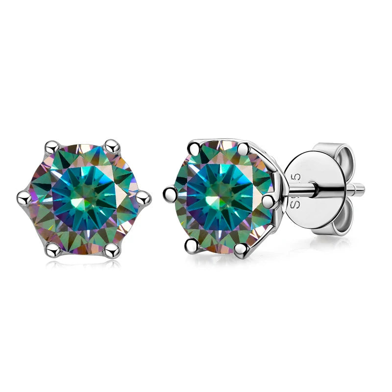 JoyceJelly Multiple Colour Moissanite 0.5/1CT VVS1 D Color S925 Sterling Silver Stud Earrings