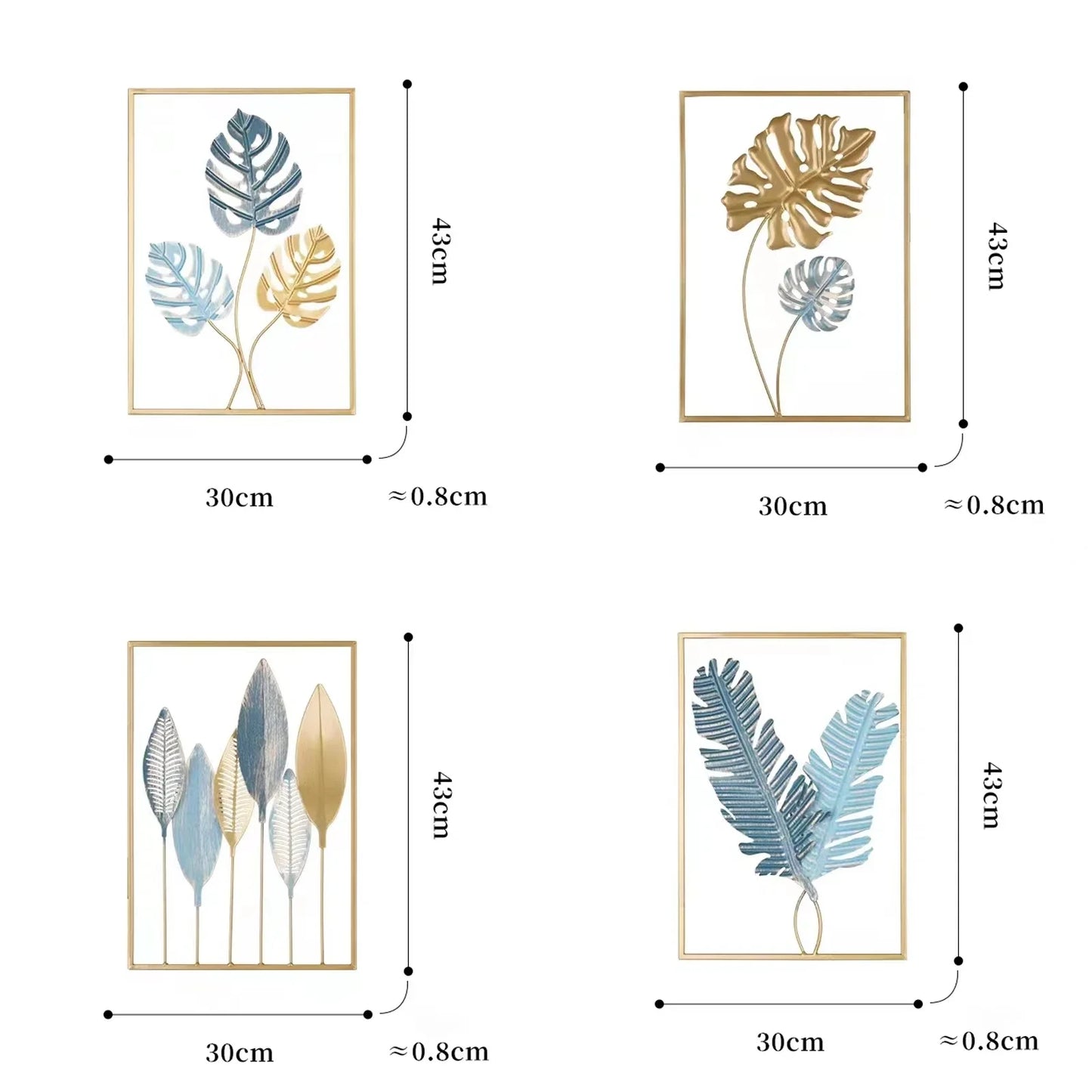 Metal Nordic Colored Leaf Wall Hanging pieces