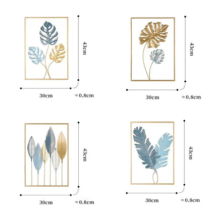 Metal Nordic Colored Leaf Wall Hanging pieces