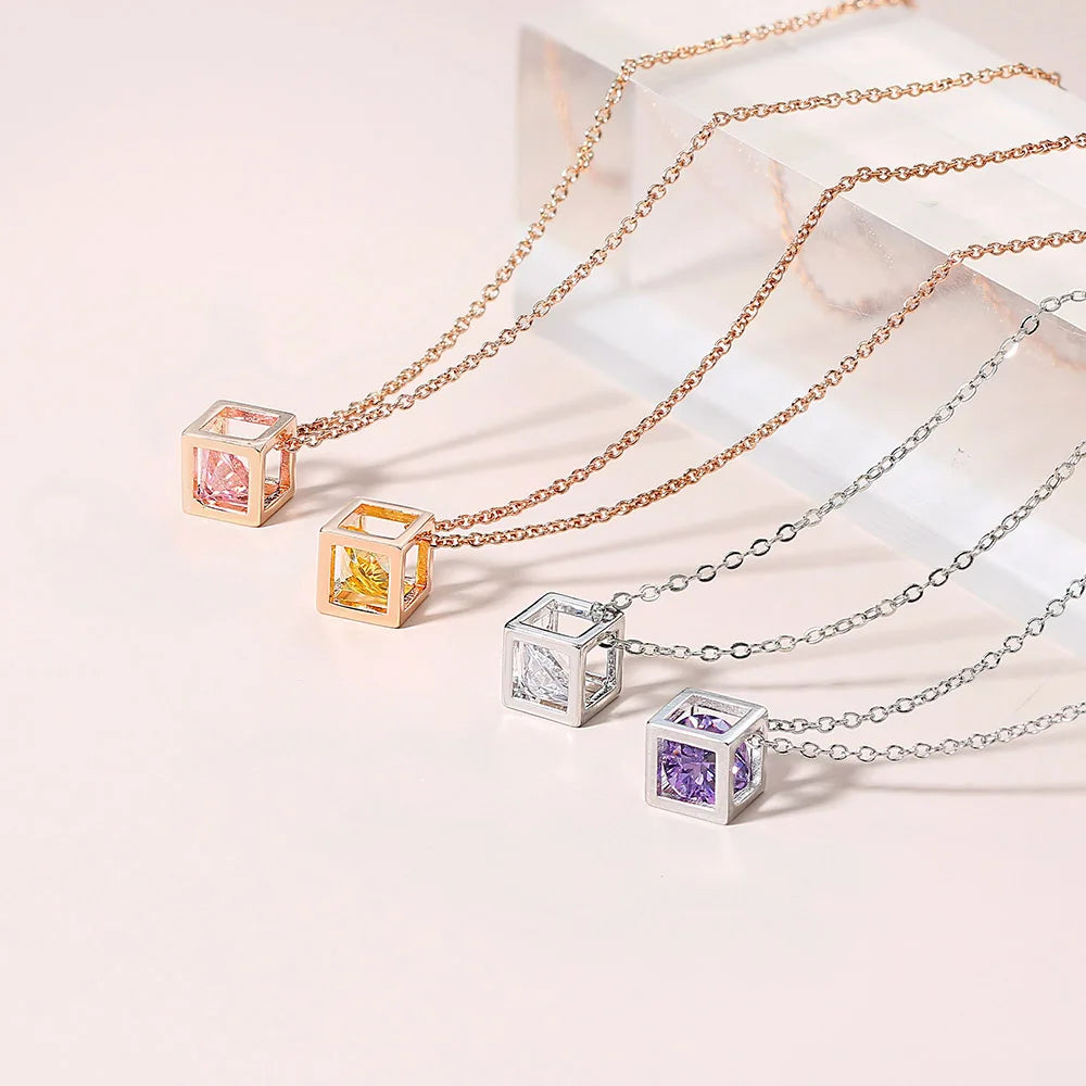 ZHOUYANG Cube Zircon Necklace For Women