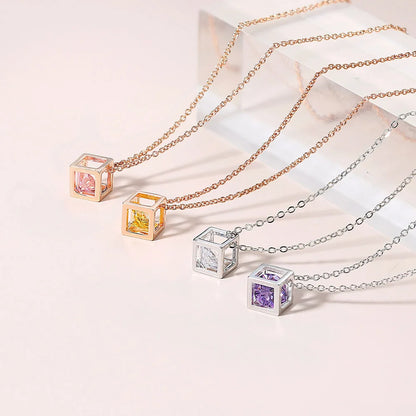 ZHOUYANG Cube Zircon Necklace For Women