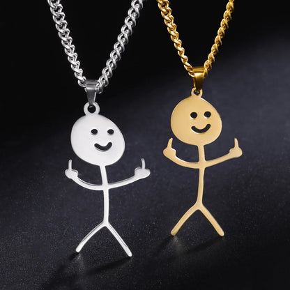 Teamer Multiple Style Middle Finger Stickman Pedant Necklace