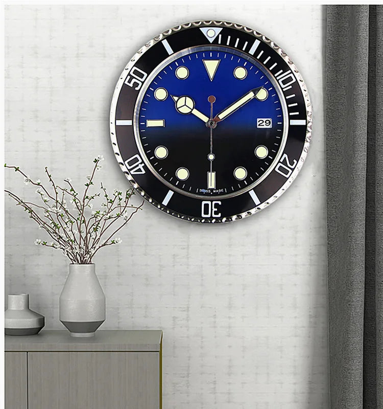 Luxury Designer Metal Wall Clock - 35CM & Luminous