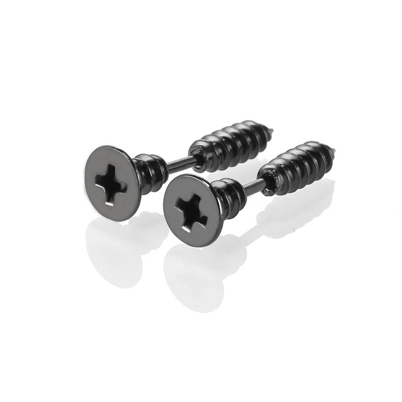 1Pair Punk Fashion Colorful Stainless Steel Screw Stud Earring