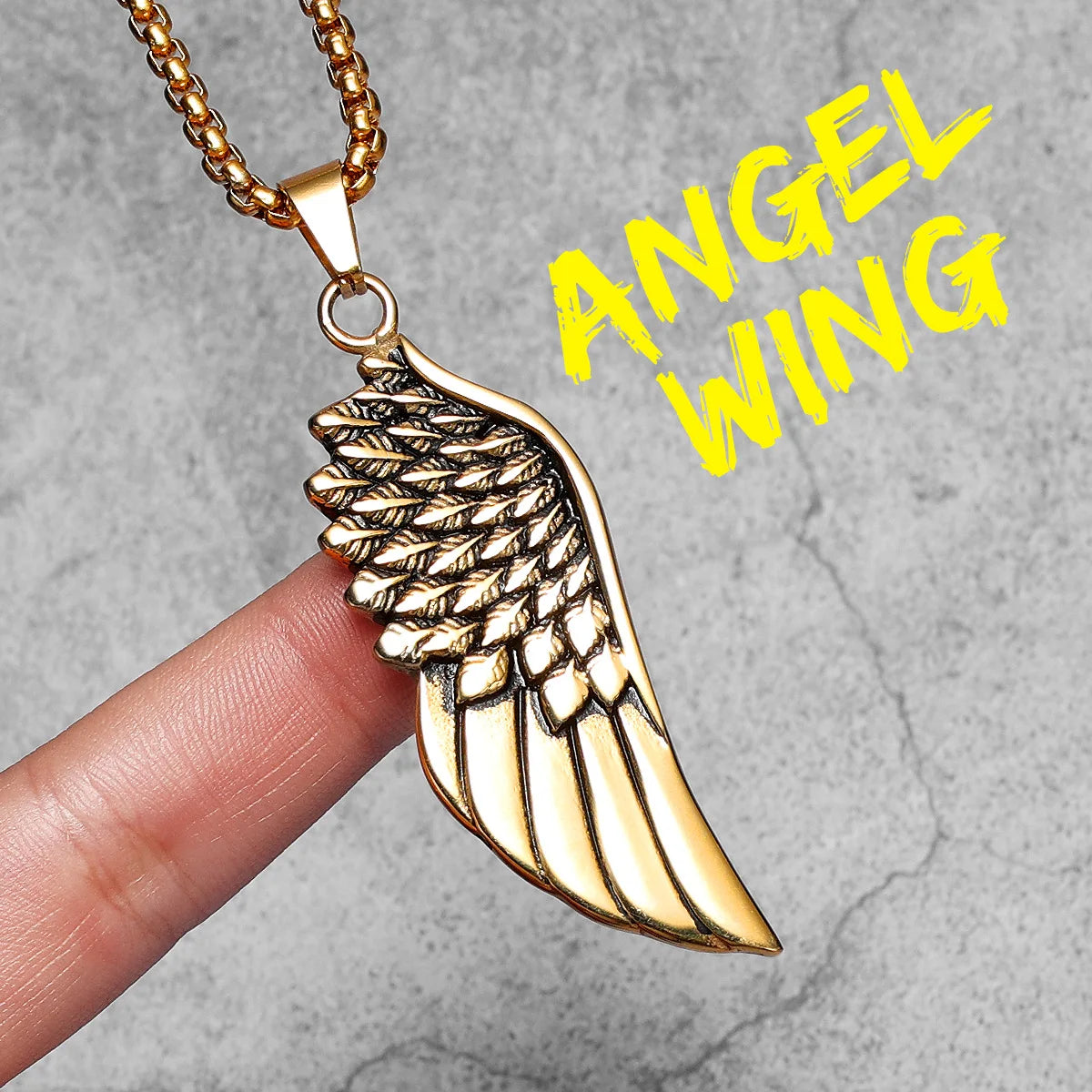 Metal Town Angel Wings Pendant With Stainless Steel Chain Necklaces