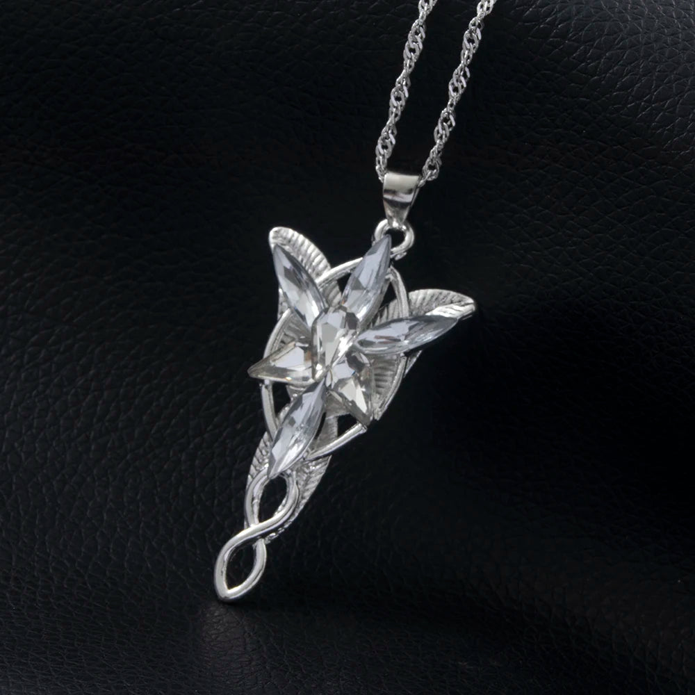 LOTR Arwen Evenstar Necklace Silver Color Crystal Pendant