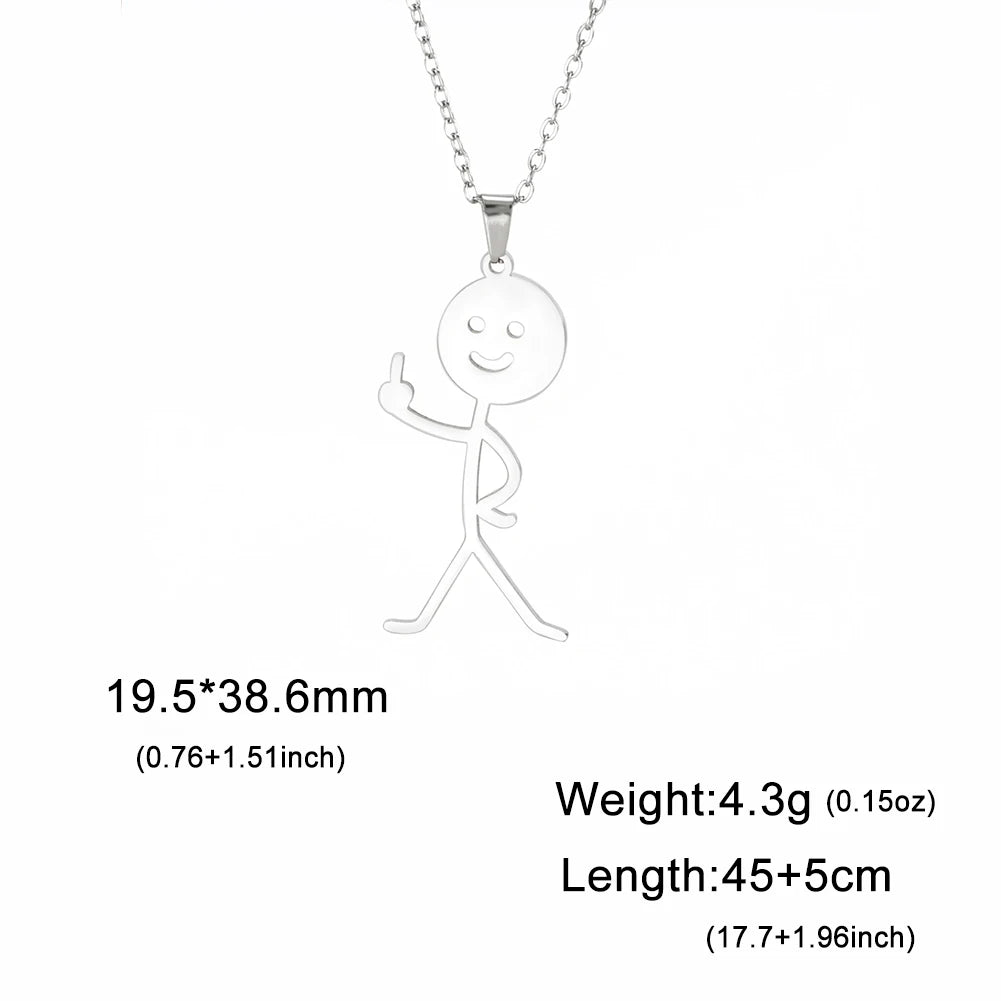 Teamer Multiple Style Middle Finger Stickman Pedant Necklace