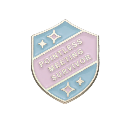 Pointless Meeting Survivor Enamel Pins Custom Cartoon Games Shield Brooches Lapel Badges Jewelry Gift For Kids Friends