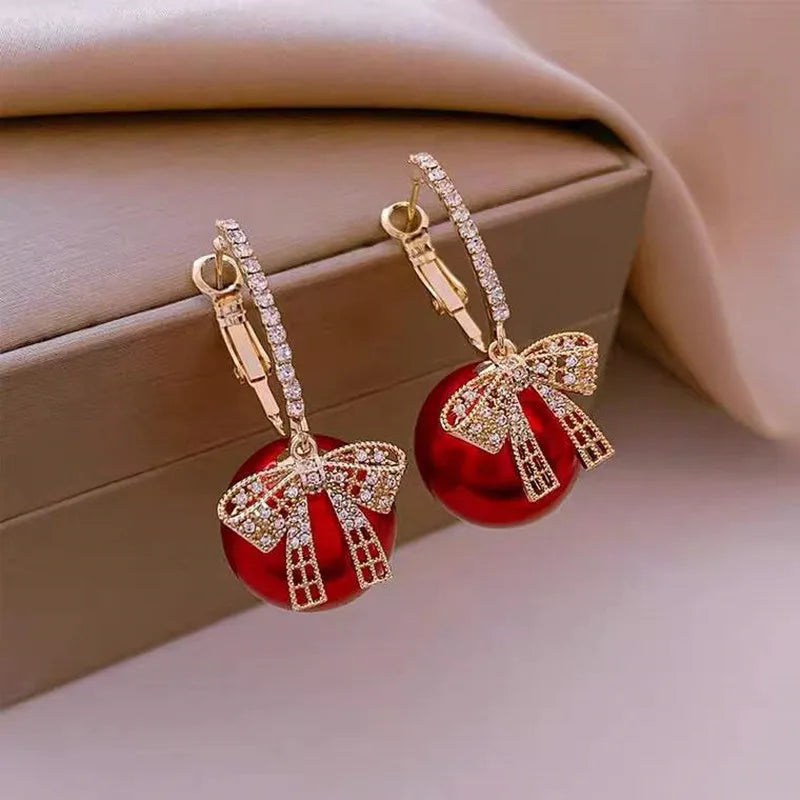 Luxury Multiple Bowknot Style Gold & Silver Colour Earrings Coverd In Zircon