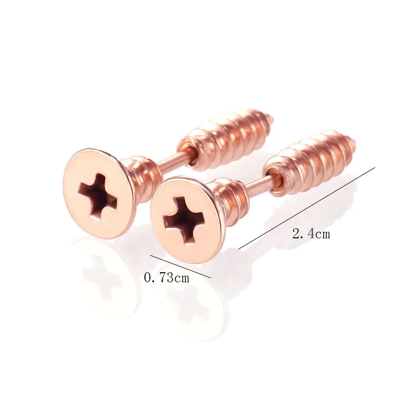 1Pair Punk Fashion Colorful Stainless Steel Screw Stud Earring