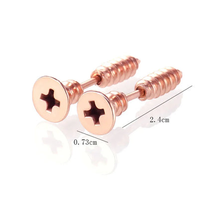 1Pair Punk Fashion Colorful Stainless Steel Screw Stud Earring