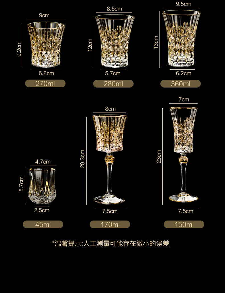 Golden Luxury Line Whiskey Glasses - Multi Functional Crystal Glases For Wine, Whisky, Beer & Cocktails