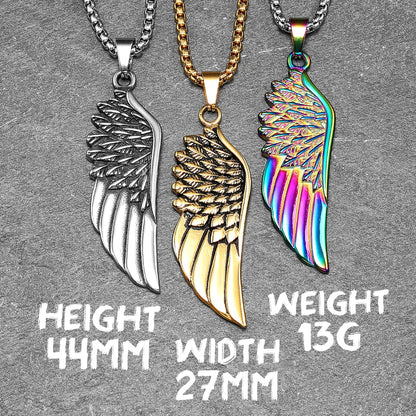 Metal Town Angel Wings Pendant With Stainless Steel Chain Necklaces