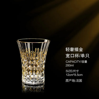 Golden Luxury Line Whiskey Glasses - Multi Functional Crystal Glases For Wine, Whisky, Beer & Cocktails