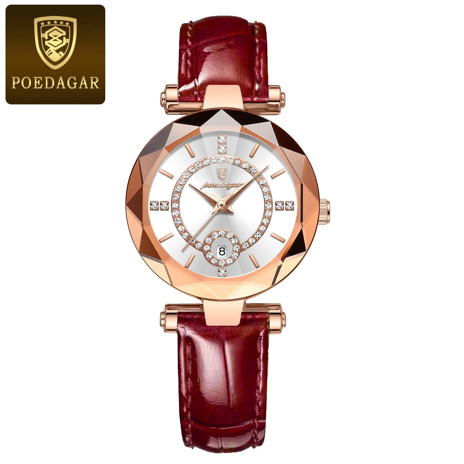 POEDAGAR Quality luxury Leather Band Watch For Woman - Quartz Watch, Waterproof, Date And Box