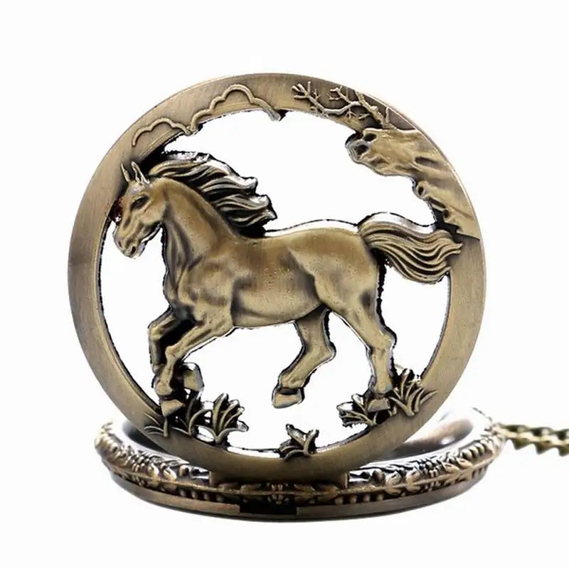 Waknoer Hollow Horse Pocket Watch With Chain