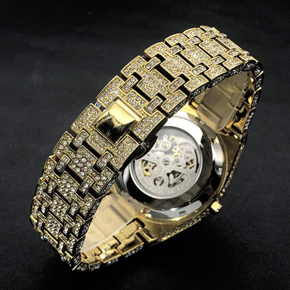 MISSFOX Luxury Fully Iced Out Automatic Diamond Watch