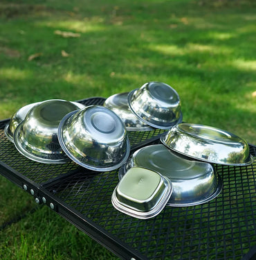 Outdoor 17/22Pcs Durable Stainless Steel Plates