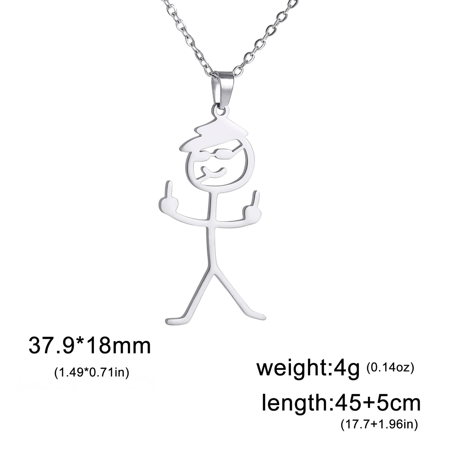 Teamer Multiple Style Middle Finger Stickman Pedant Necklace