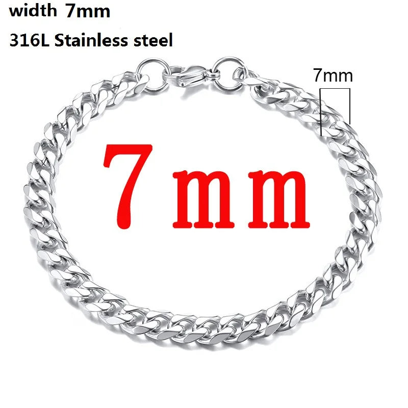 Figaro Stainless Steel Cuban Chain Bracelets