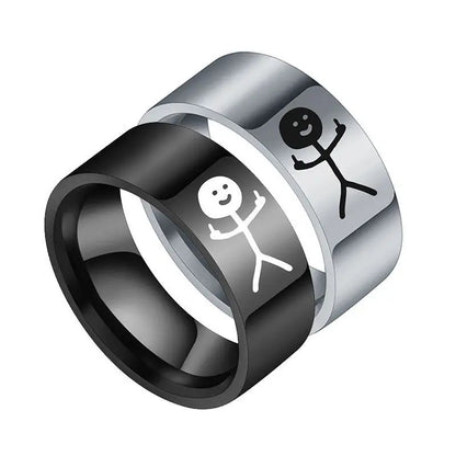 Simple & Funny Stainless Steel Middle Finger Stickman Ring