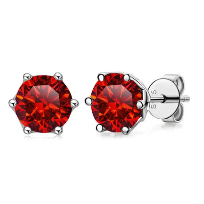 JoyceJelly Multiple Colour Moissanite 0.5/1CT VVS1 D Color S925 Sterling Silver Stud Earrings