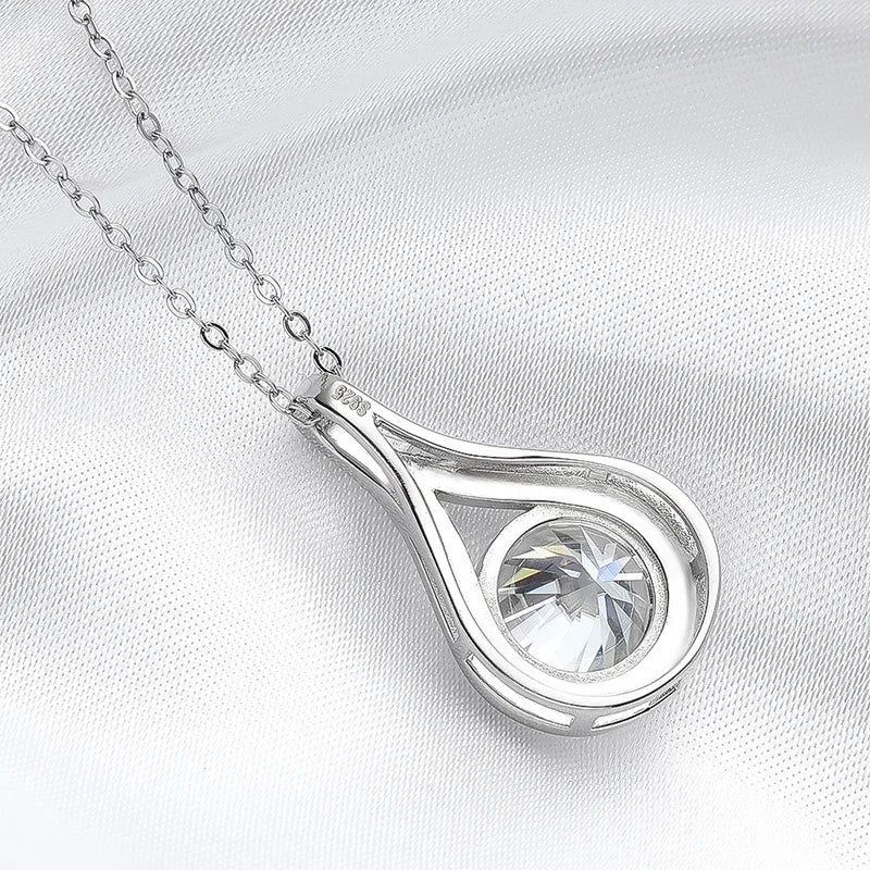 Smyoue Sparkling 1-5ct Moissanite Necklace for Women - S925 Sterling Silver Water Drop Pendant