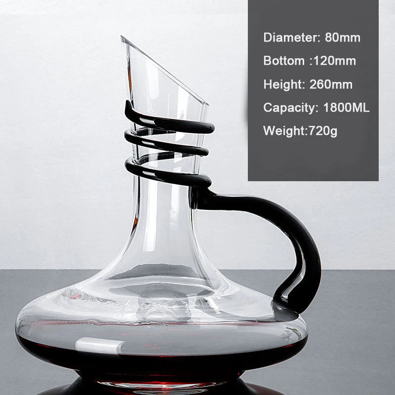 (Can Engrave Logo) 1800ML Glass Decanter, Quick Decanter With Handle, Large Capacity Wine Dispenser, Red Wine Set