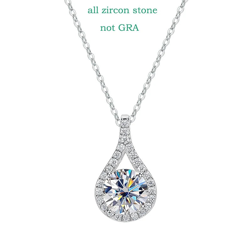 Smyoue Sparkling 1-5ct Moissanite Necklace for Women - S925 Sterling Silver Water Drop Pendant