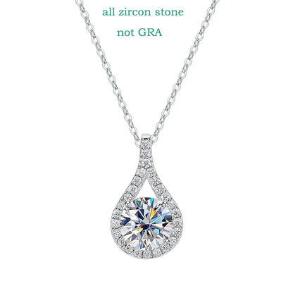 Smyoue Sparkling 1-5ct Moissanite Necklace for Women - S925 Sterling Silver Water Drop Pendant