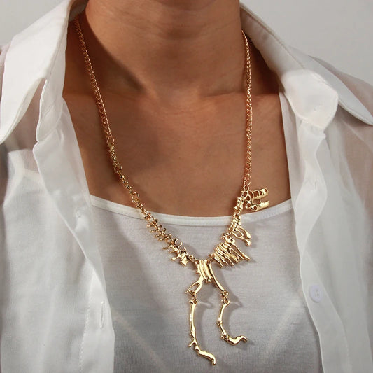 Exaggerated Dinosaur Skeleton Pendant Zinc Alloy Necklaces