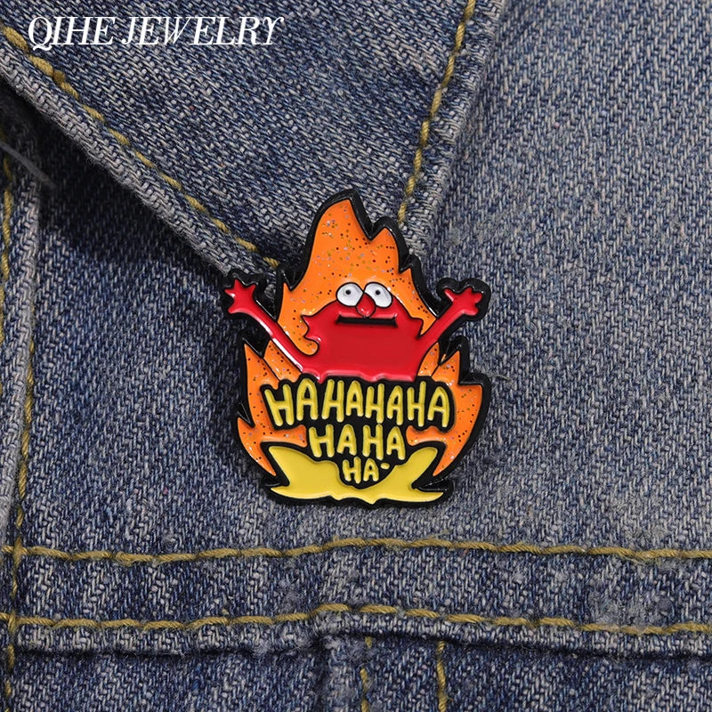 Funny Meme Fire Haha Enamel Pins